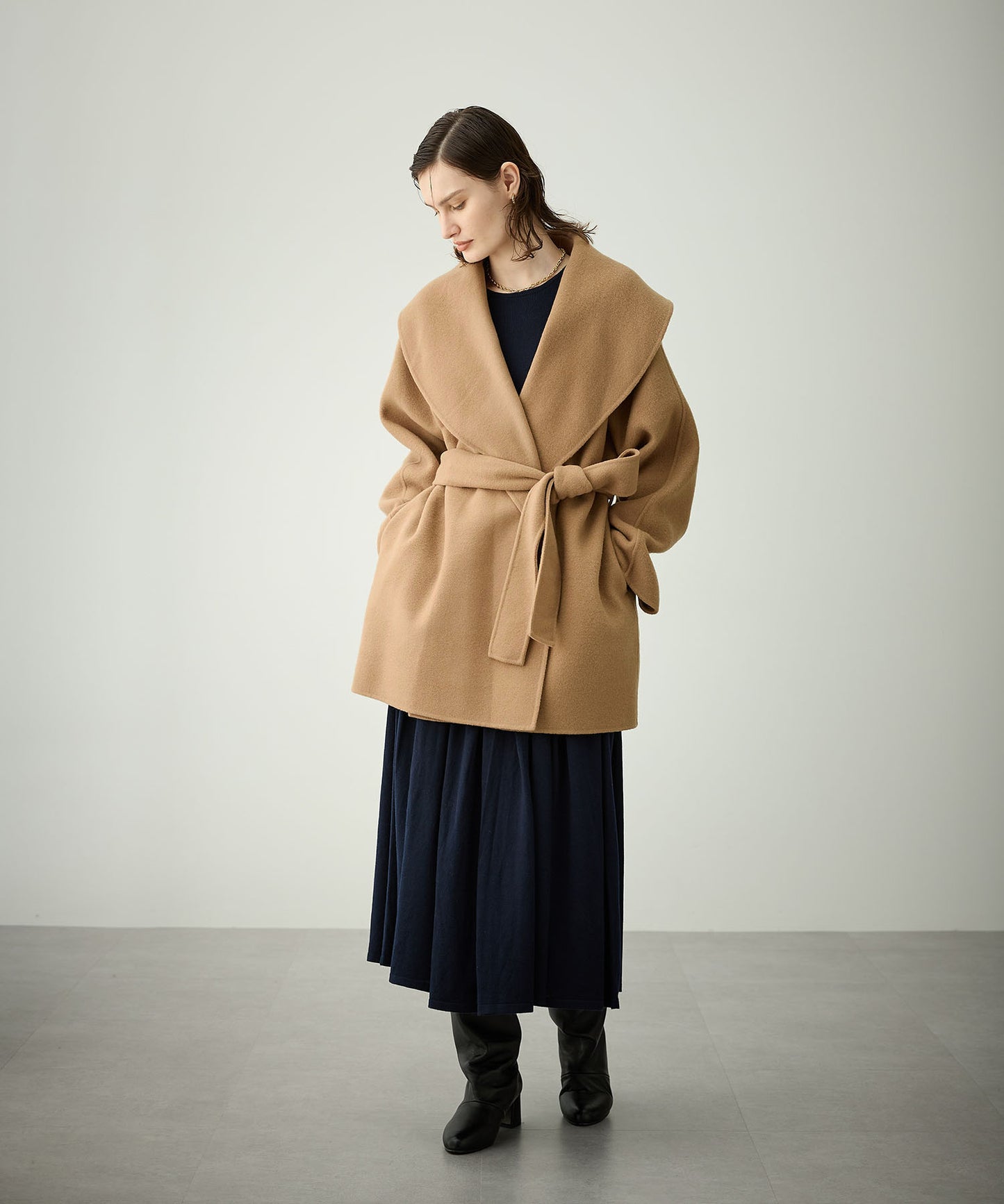 [購入]ウールメルトンミドルリバーコート