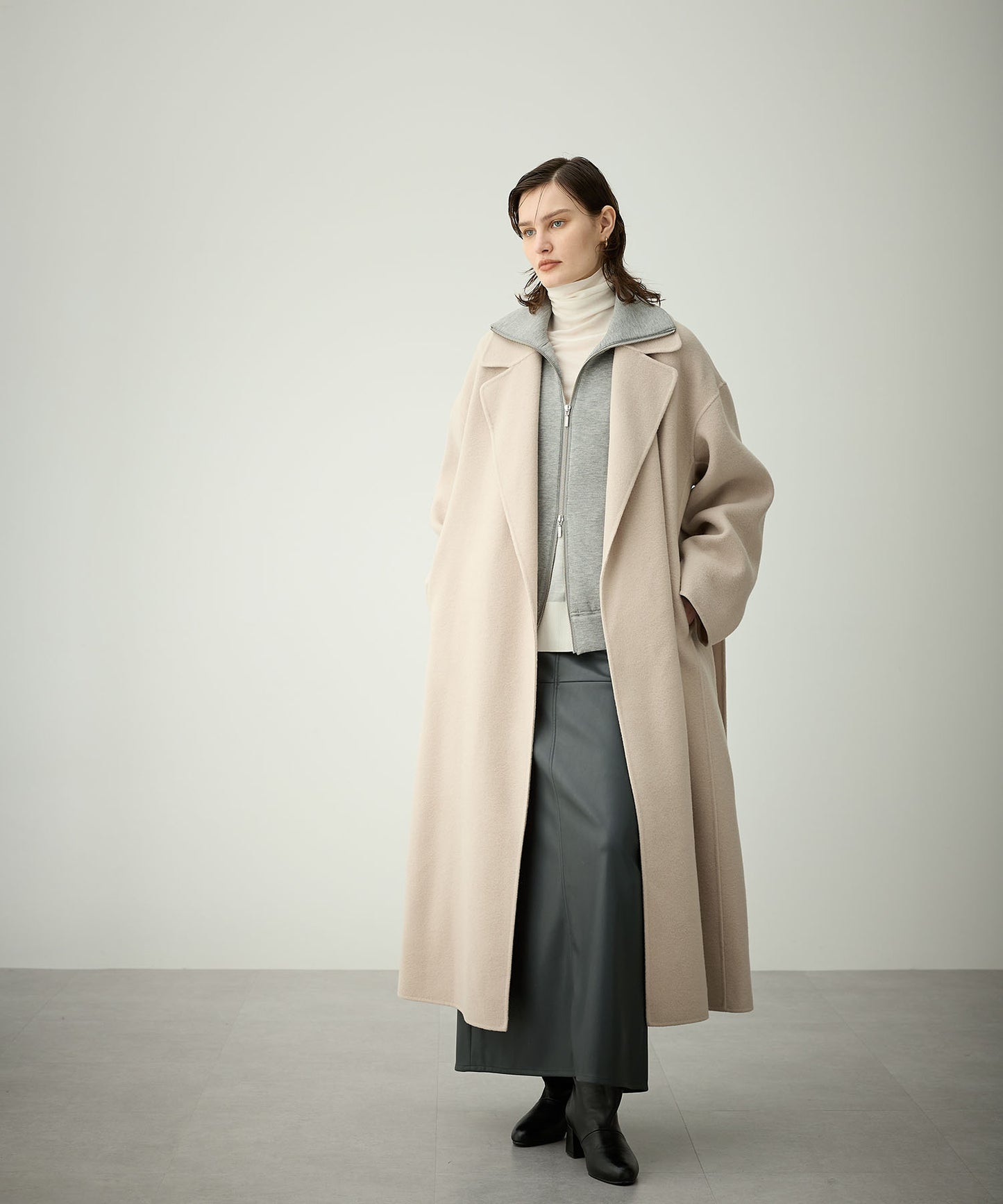 [購入]ウールメルトンロングリバーコート