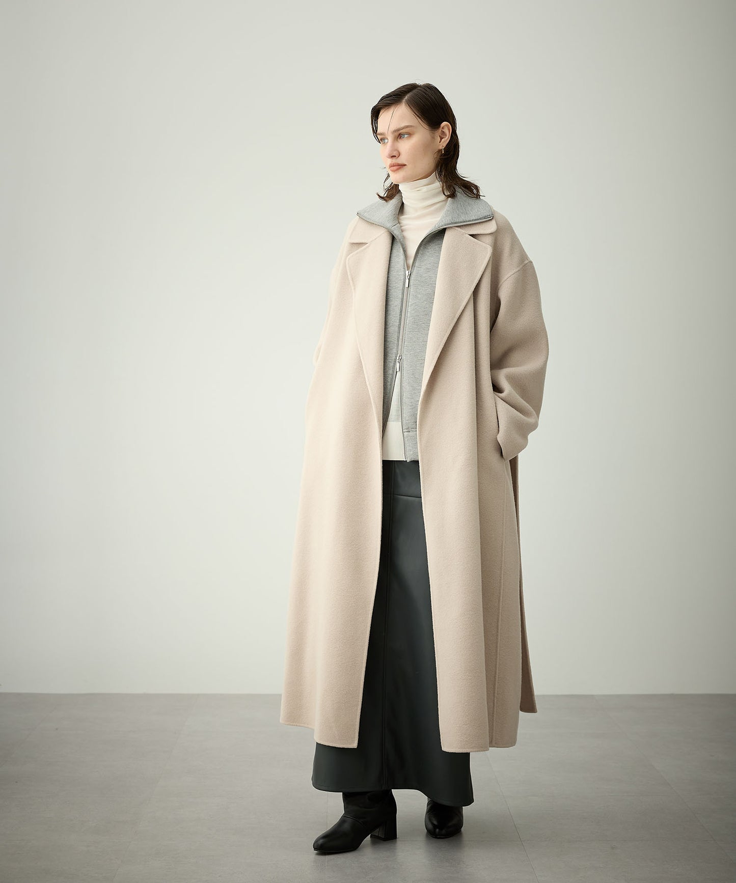 [購入]ウールメルトンロングリバーコート