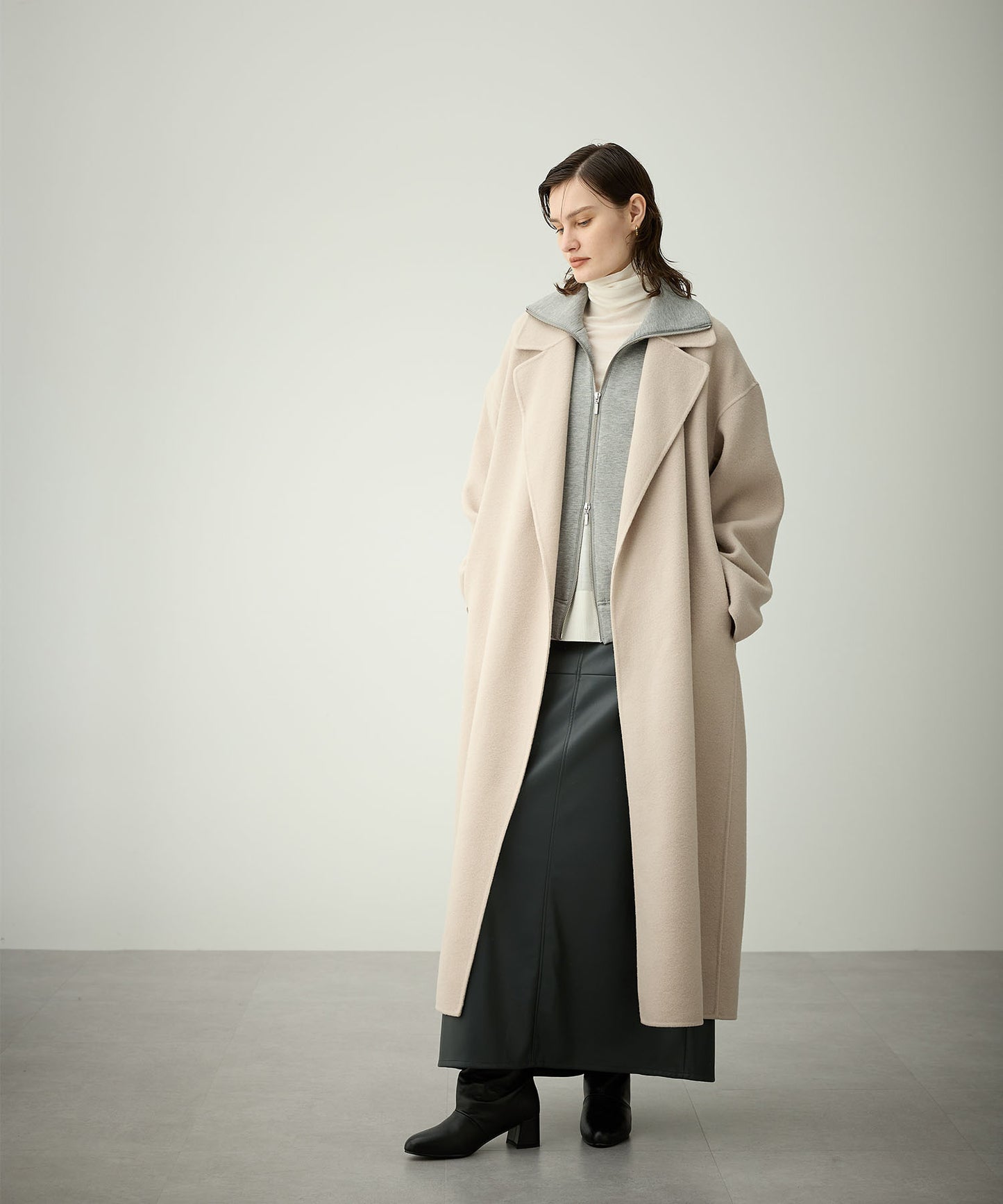 [購入]ウールメルトンロングリバーコート