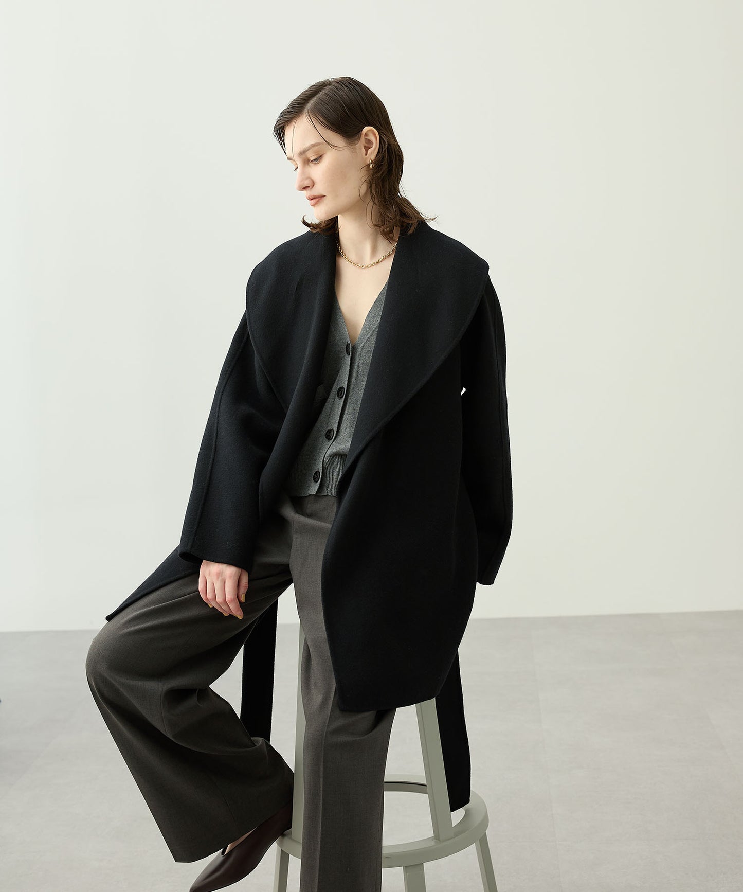 [購入]ウールメルトンミドルリバーコート