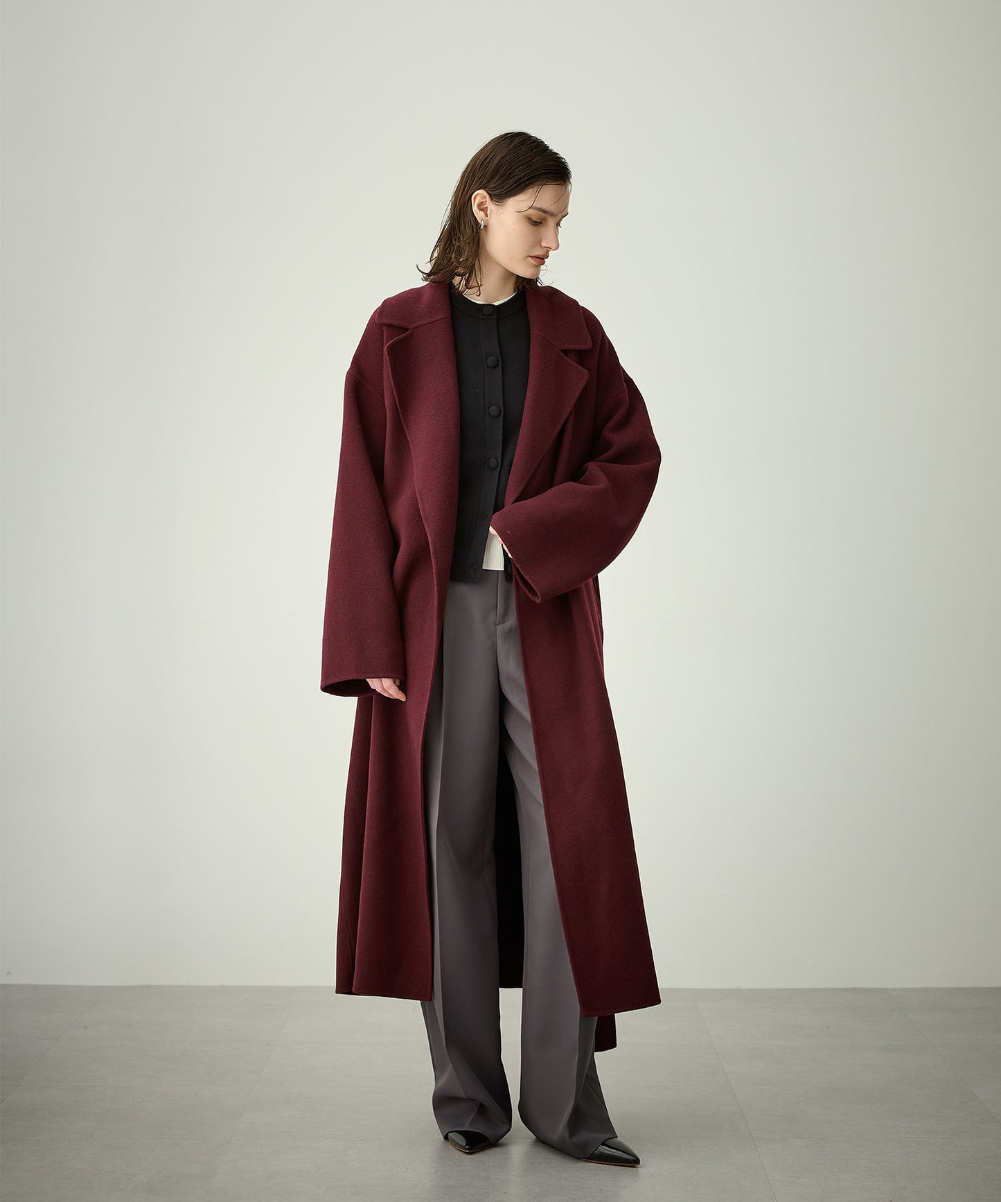 [購入]ウールメルトンロングリバーコート