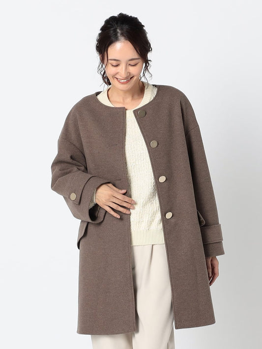 【 KOKIA 】ミドル丈ノーカラーコート