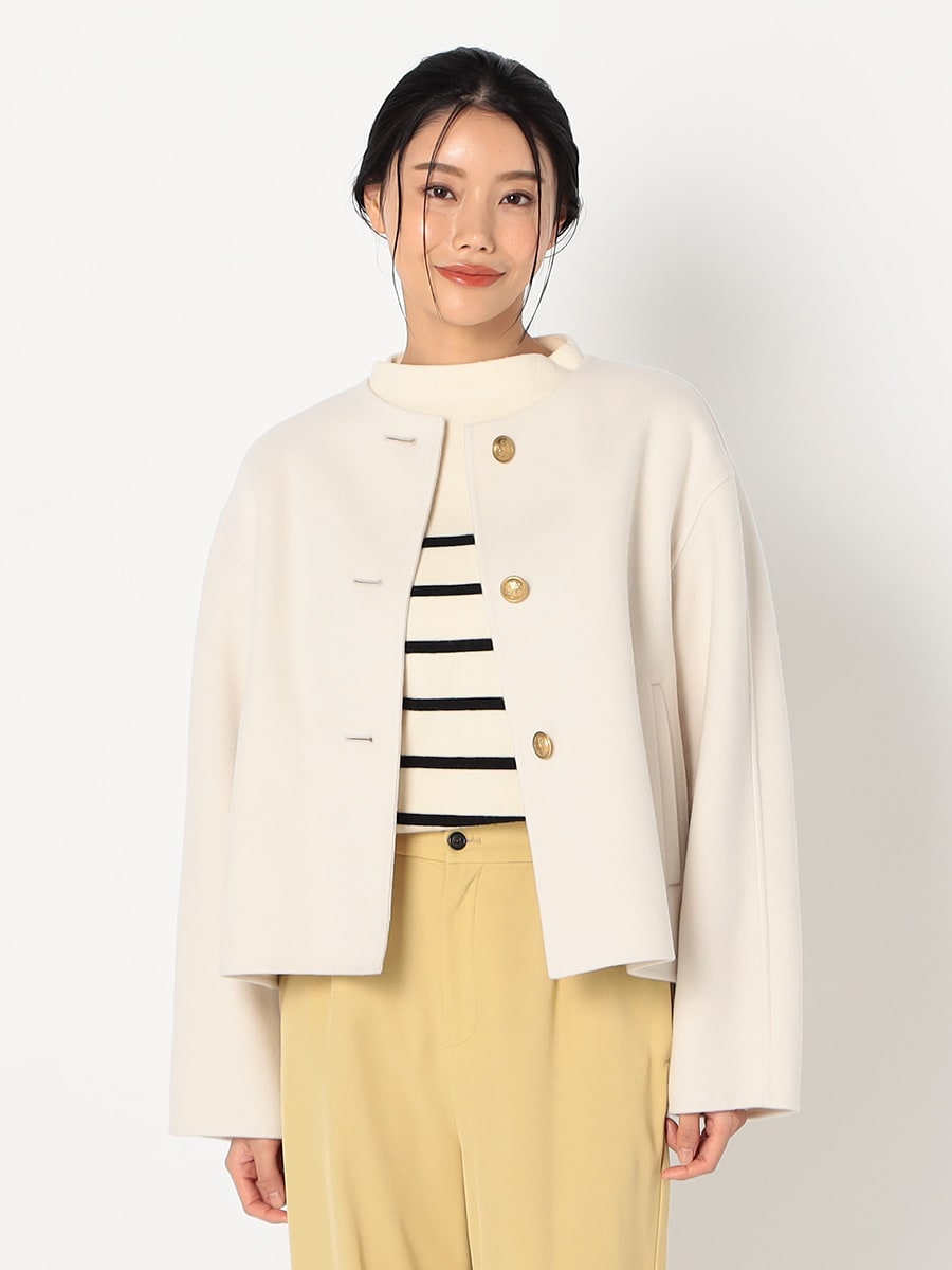 【 23区 】ウールリバー ノーカラーコート