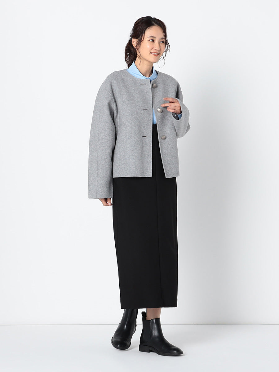 [購入]ウールリバー ノーカラーコート