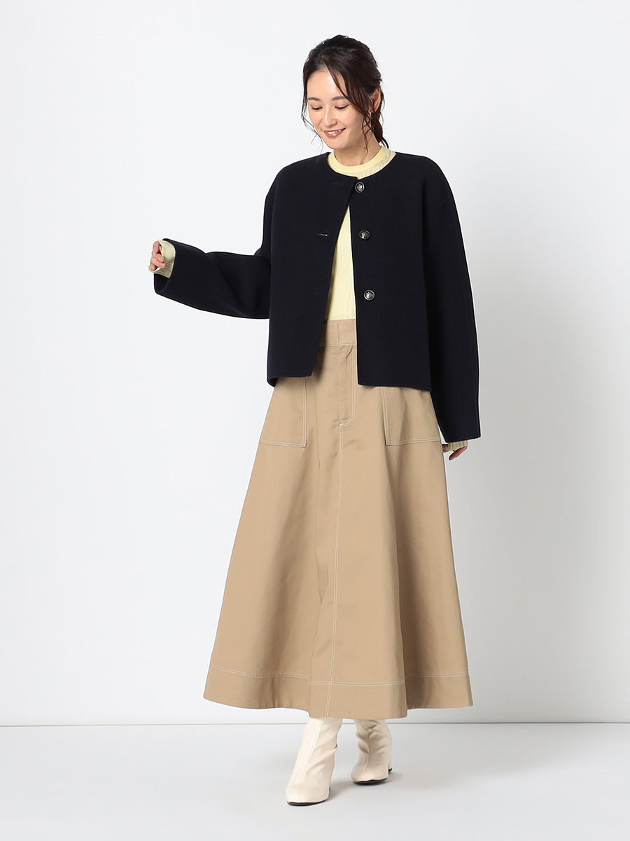 [購入]ウールリバー ノーカラーコート