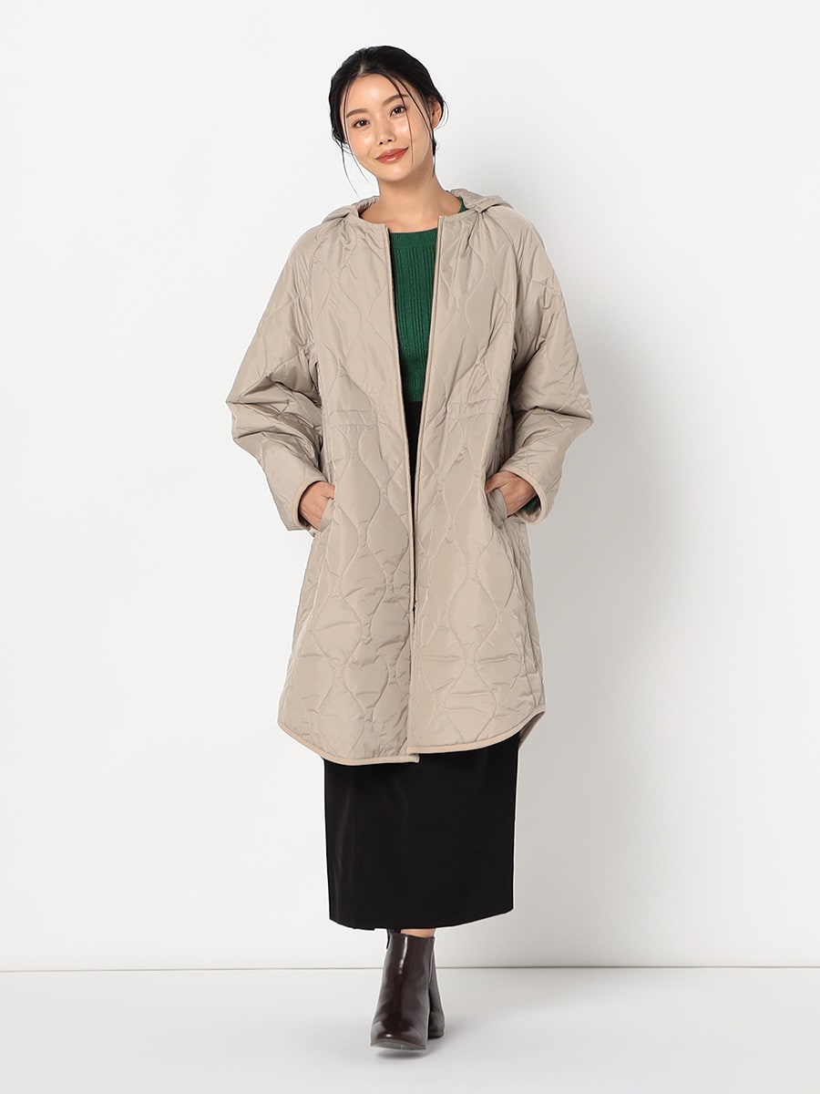 【 23区 】【洗える/撥水加工】中綿 ロング パディング アウター