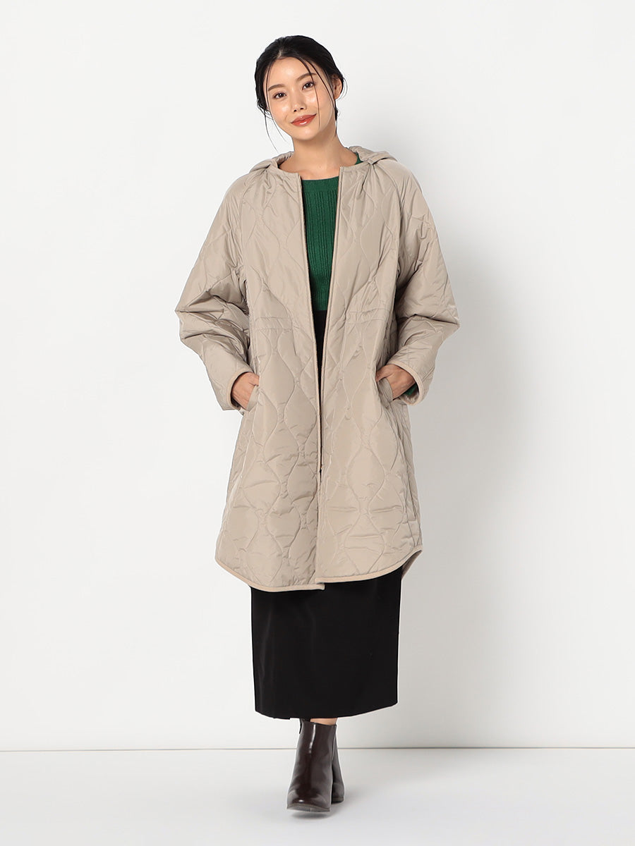 [購入]【洗える/撥水加工】中綿 ロング パディング アウター