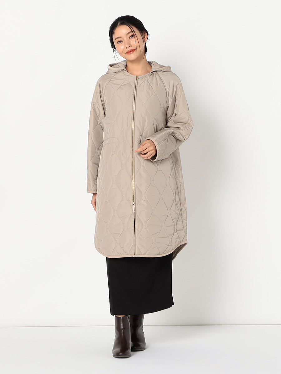 [購入]【洗える/撥水加工】中綿 ロング パディング アウター