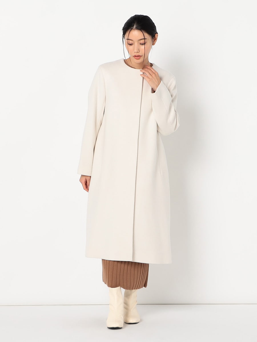 [購入]カシミア混ノーカラーコート