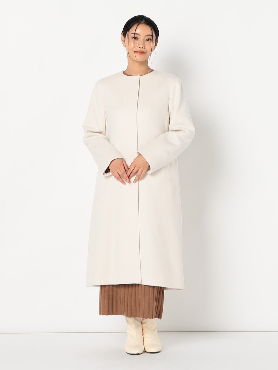 [購入]カシミア混ノーカラーコート