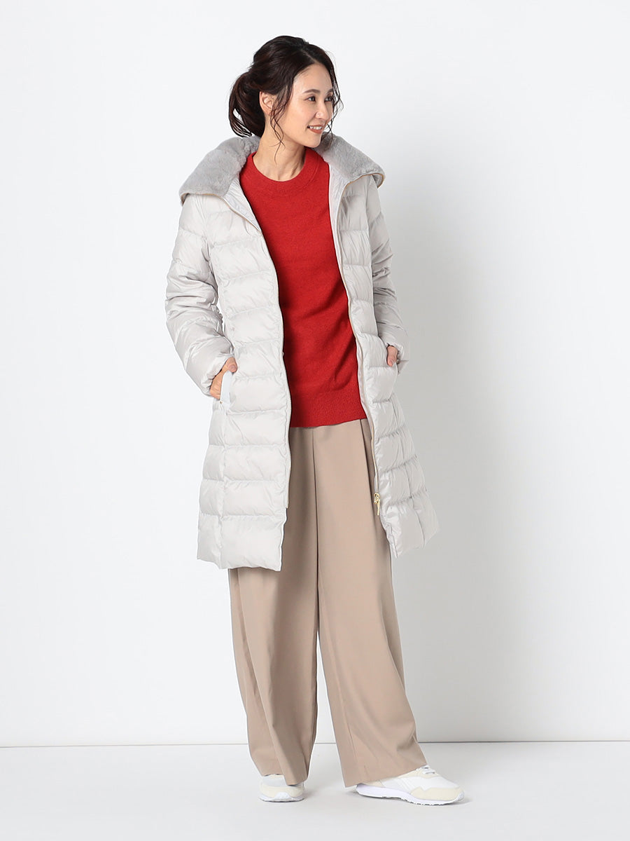 [購入|1ヶ月レンタル]【撥水加工】高密度タフタ・エコファー使いロングダウンコート