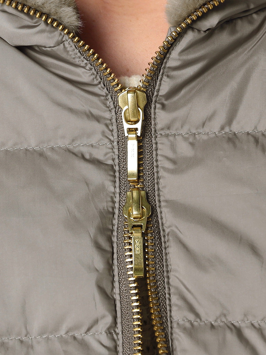 [購入|1ヶ月レンタル]【撥水加工】高密度タフタ・エコファー使いロングダウンコート