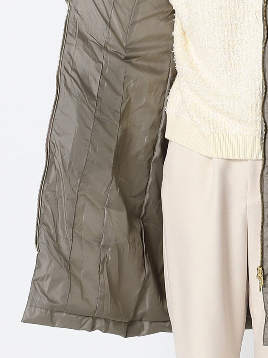 [購入|1ヶ月レンタル]【撥水加工】高密度タフタ・エコファー使いロングダウンコート