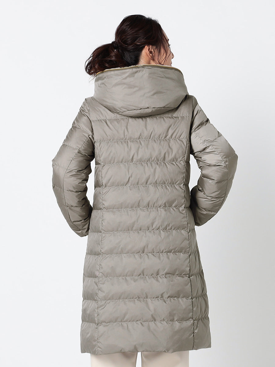 [購入|1ヶ月レンタル]【撥水加工】高密度タフタ・エコファー使いロングダウンコート