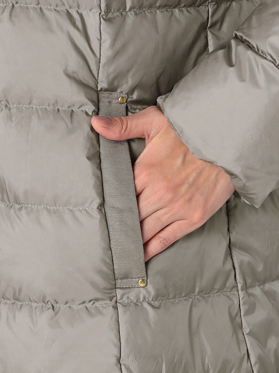 [購入|1ヶ月レンタル]【撥水加工】高密度タフタ・エコファー使いロングダウンコート