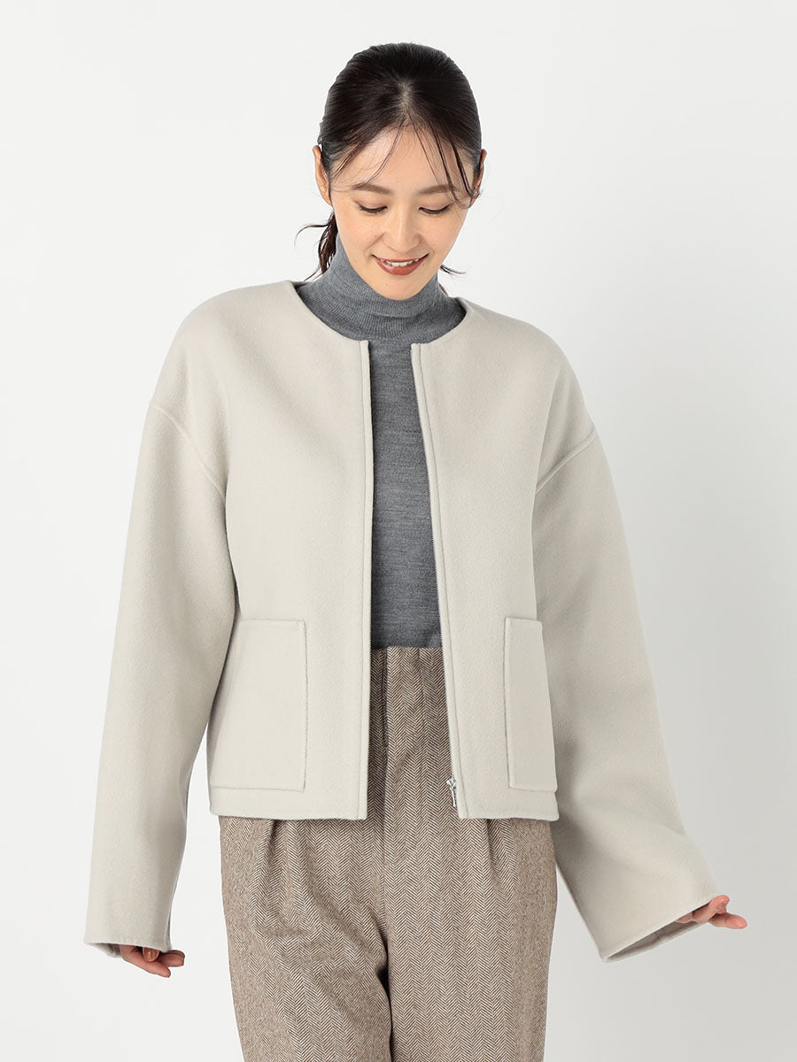 [購入]ノーカラージップショートリバーコート