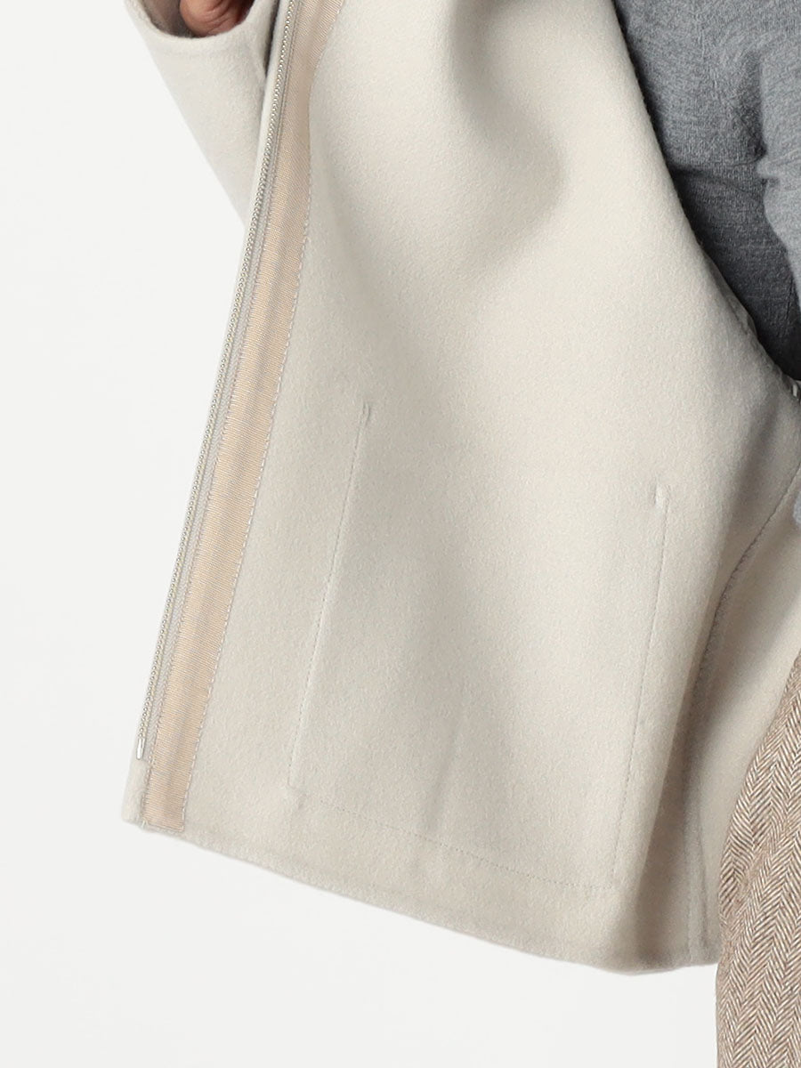 [購入]ノーカラージップショートリバーコート