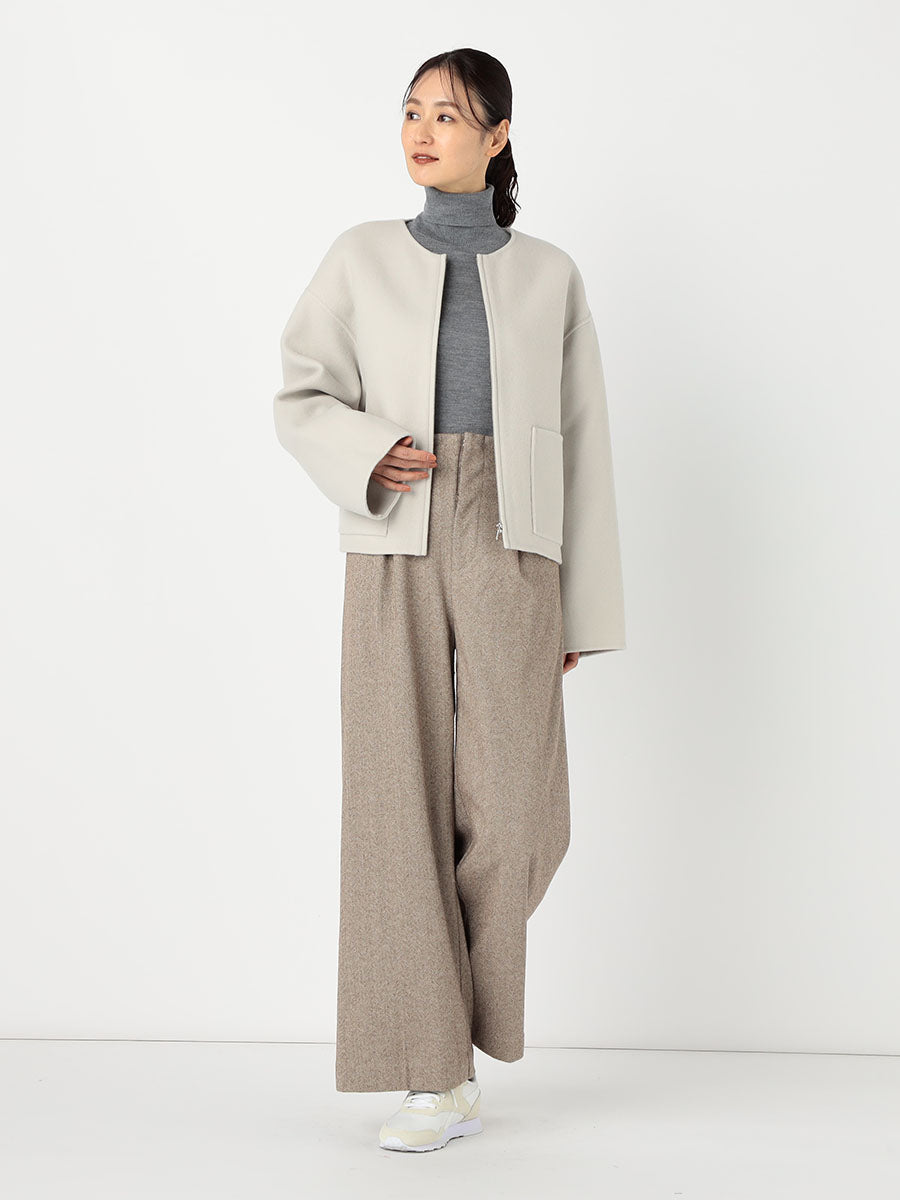 [購入]ノーカラージップショートリバーコート