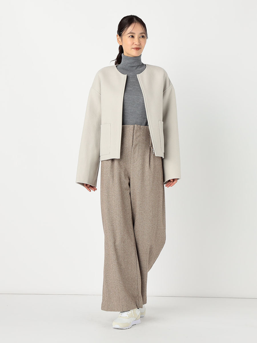 [購入]ノーカラージップショートリバーコート