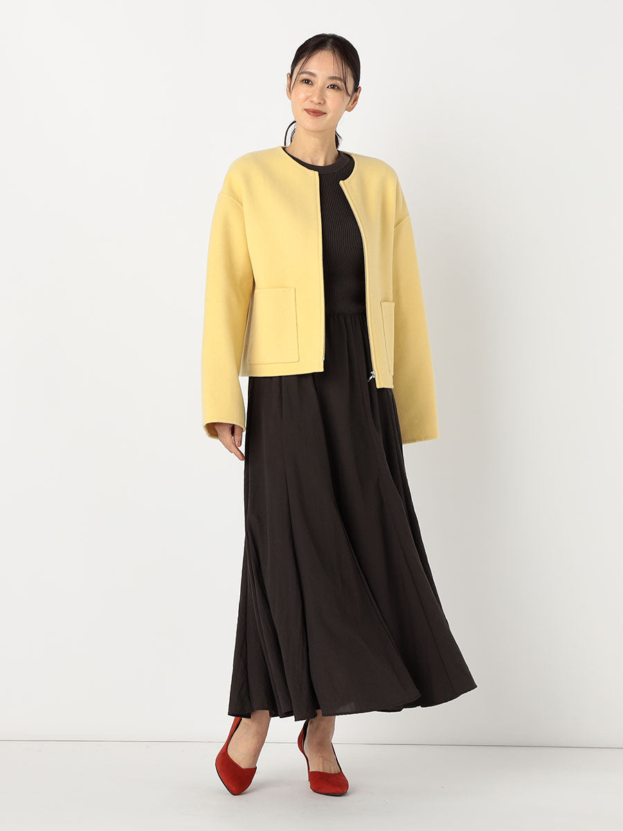 [購入]ノーカラージップショートリバーコート