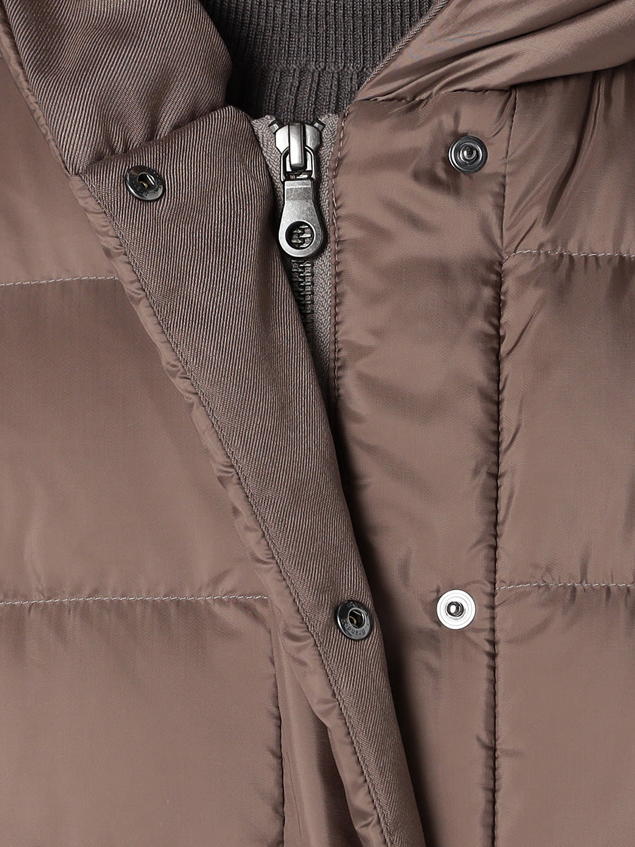 [購入]【洗える/撥水加工】シレータフタ ミドル丈 ダウンコート