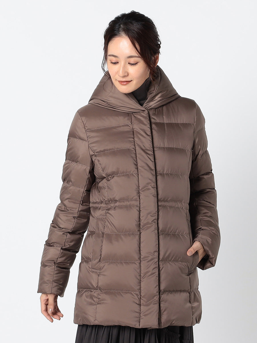 [購入]【洗える/撥水加工】シレータフタ ミドル丈 ダウンコート