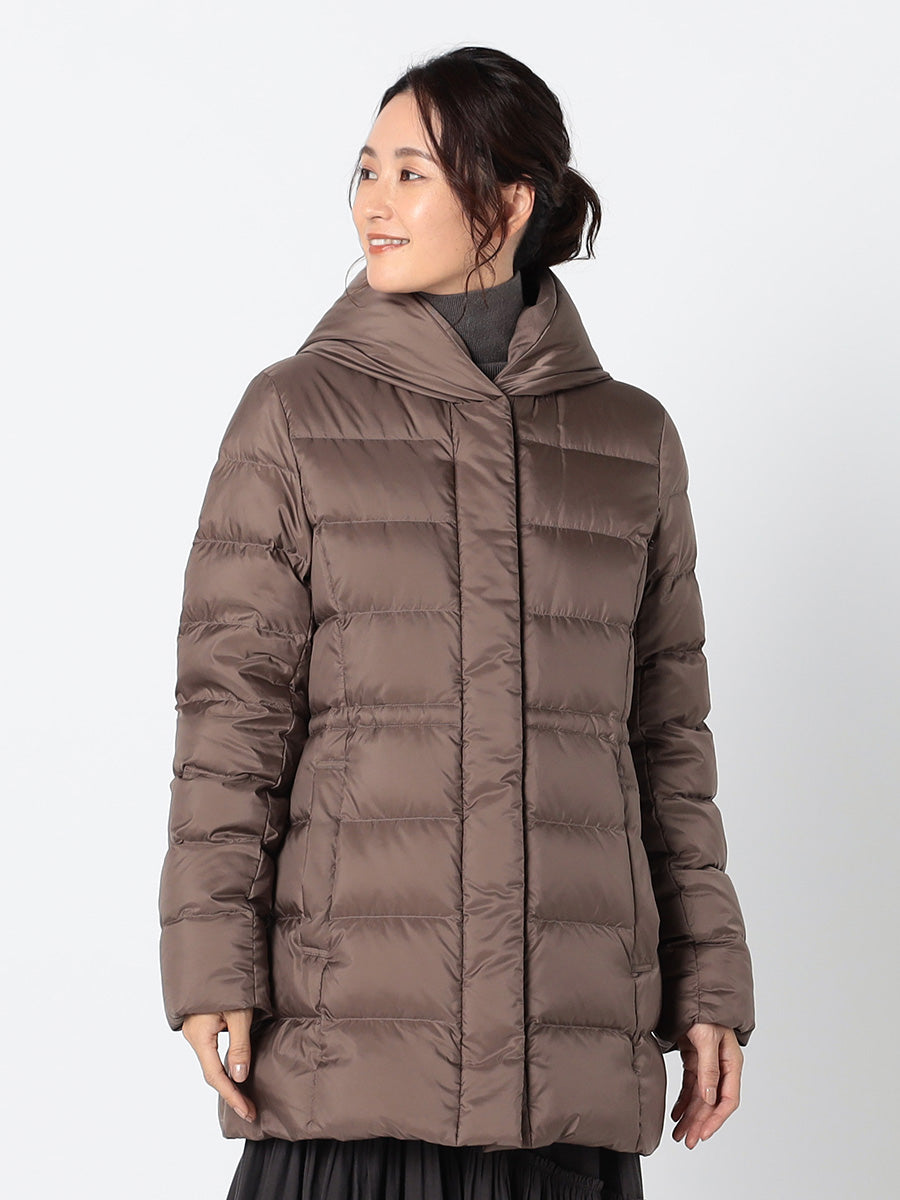 [購入]【洗える/撥水加工】シレータフタ ミドル丈 ダウンコート