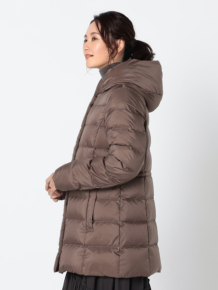 [購入]【洗える/撥水加工】シレータフタ ミドル丈 ダウンコート