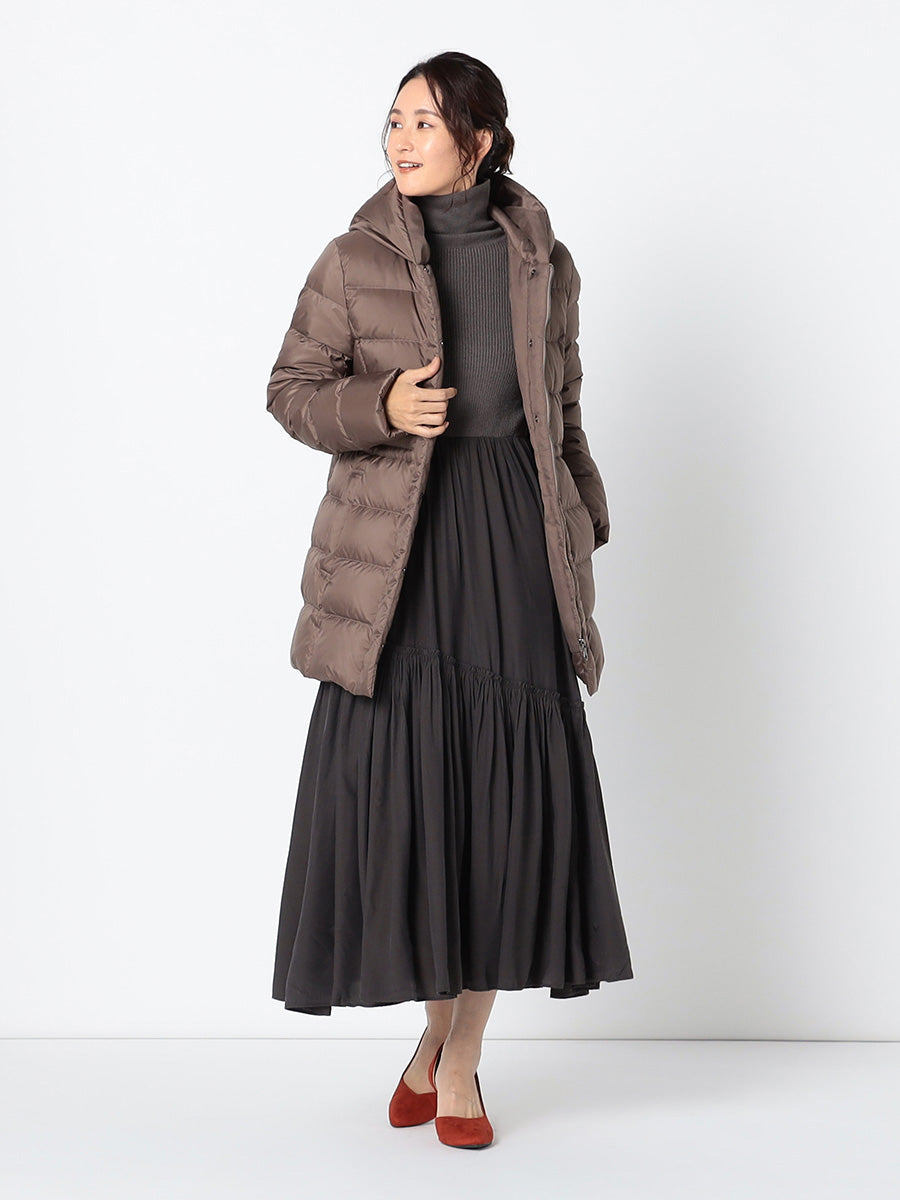 [購入]【洗える/撥水加工】シレータフタ ミドル丈 ダウンコート