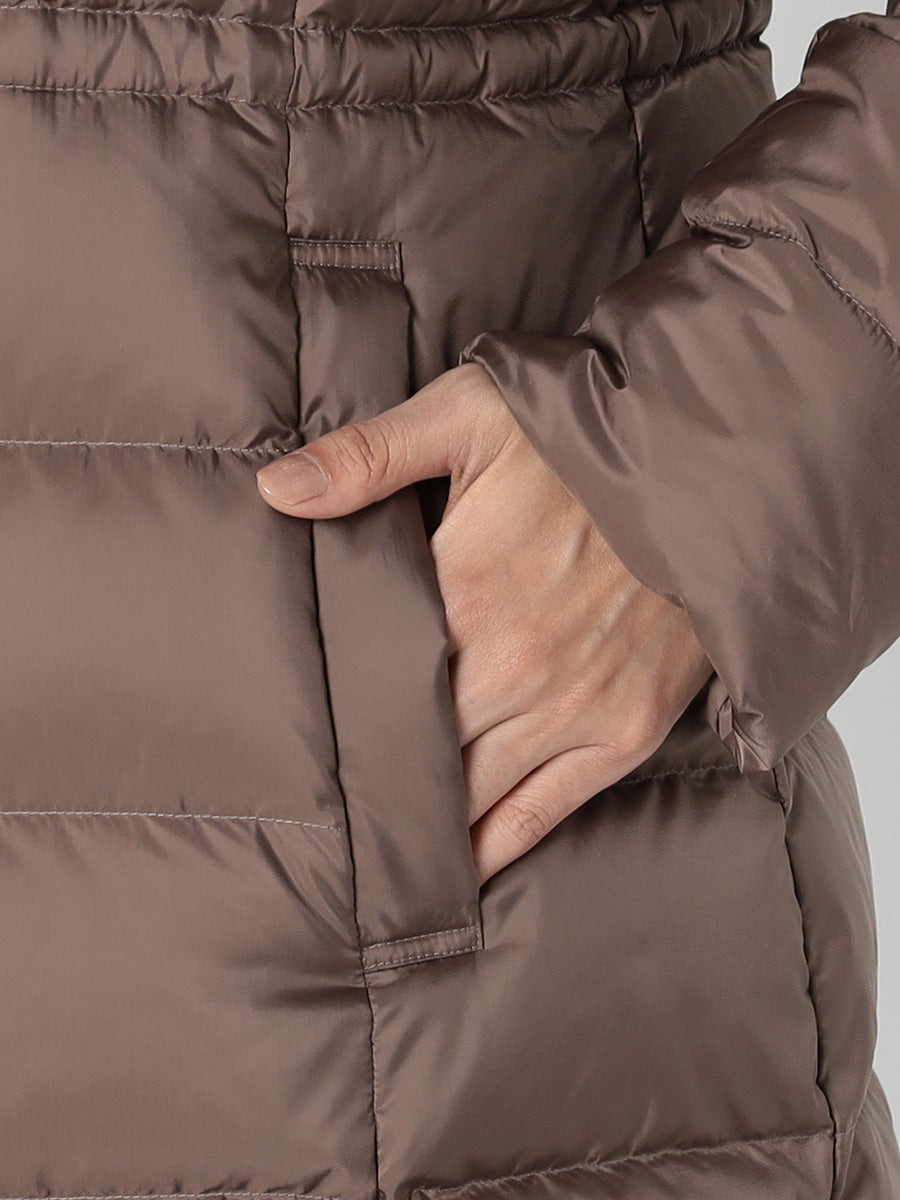 [購入]【洗える/撥水加工】シレータフタ ミドル丈 ダウンコート