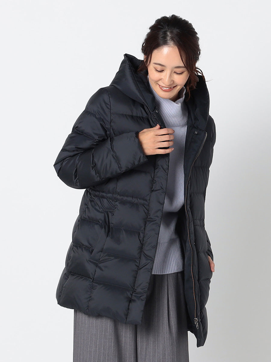 [購入]【洗える/撥水加工】シレータフタ ミドル丈 ダウンコート