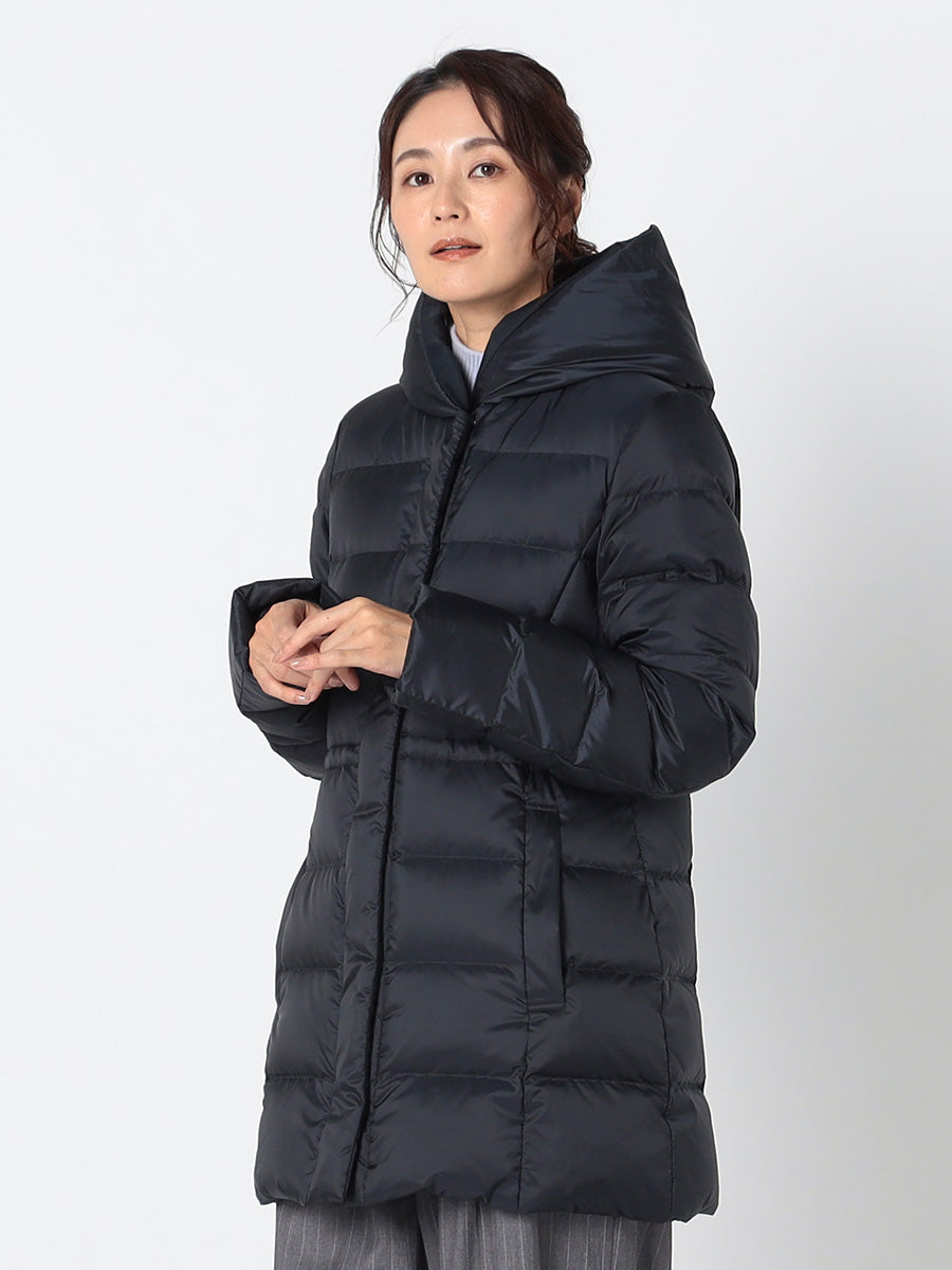 [購入]【洗える/撥水加工】シレータフタ ミドル丈 ダウンコート