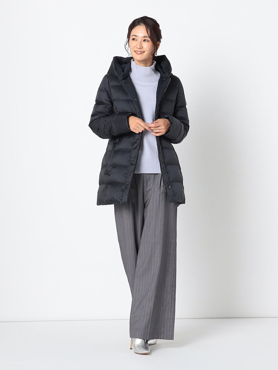 [購入]【洗える/撥水加工】シレータフタ ミドル丈 ダウンコート