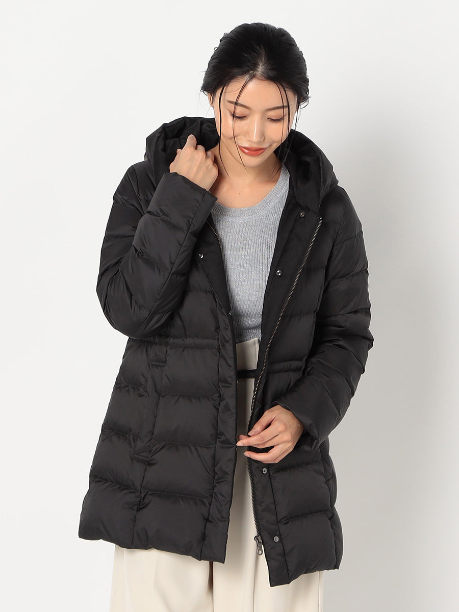 [購入]【洗える/撥水加工】シレータフタ ミドル丈 ダウンコート