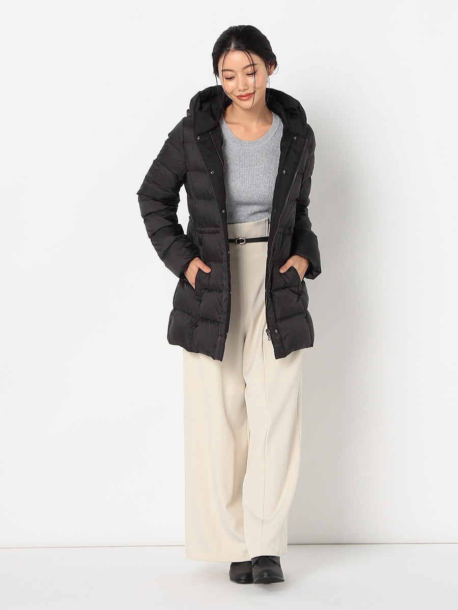 [購入]【洗える/撥水加工】シレータフタ ミドル丈 ダウンコート