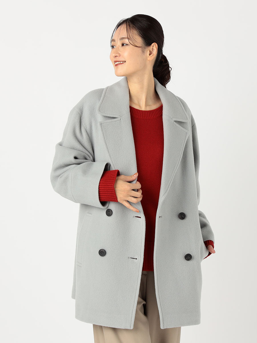 [購入]ダブルブレストフォルムミドルコート