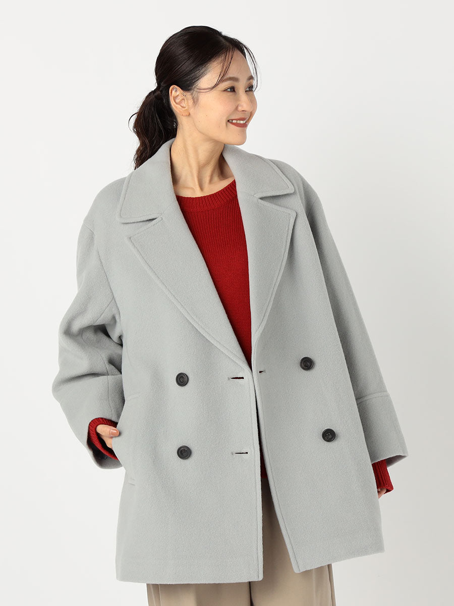 [購入]ダブルブレストフォルムミドルコート