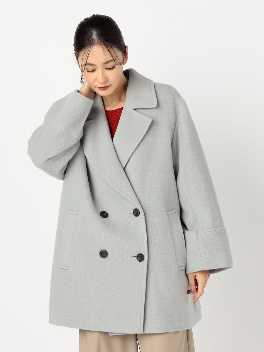 [購入]ダブルブレストフォルムミドルコート