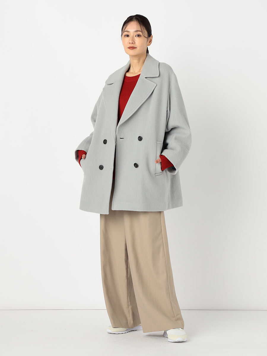 [購入]ダブルブレストフォルムミドルコート
