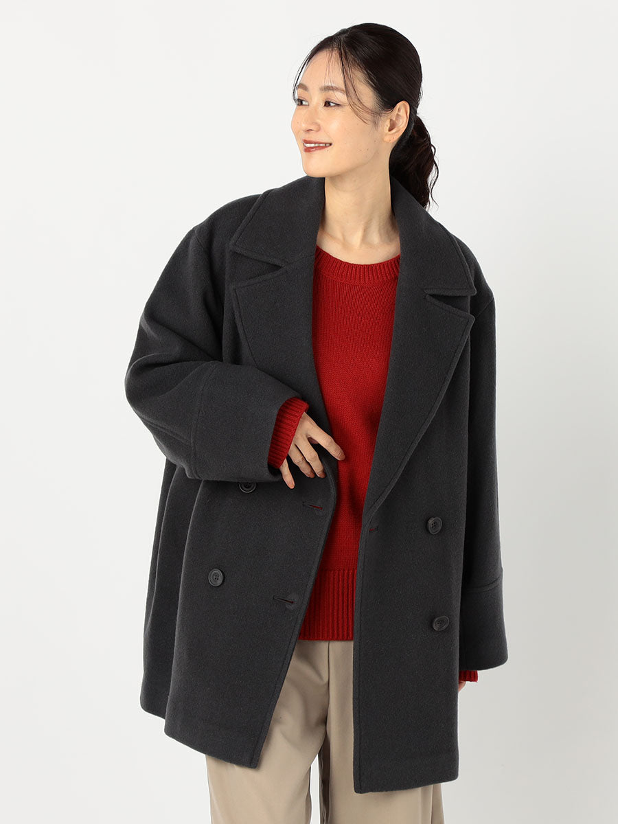 [購入]ダブルブレストフォルムミドルコート