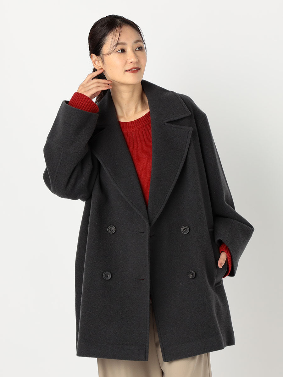 [購入]ダブルブレストフォルムミドルコート