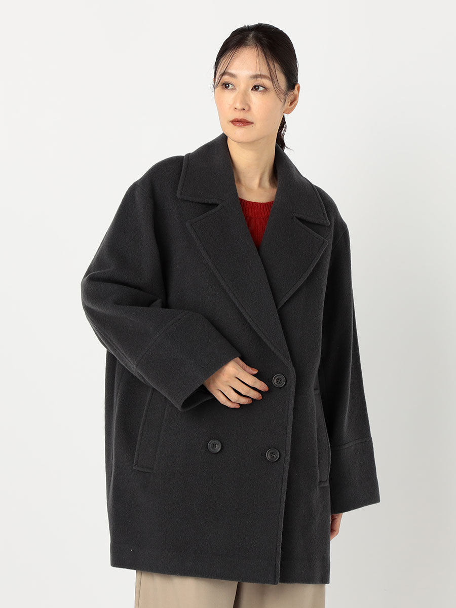 [購入]ダブルブレストフォルムミドルコート