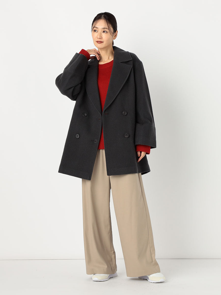 [購入]ダブルブレストフォルムミドルコート