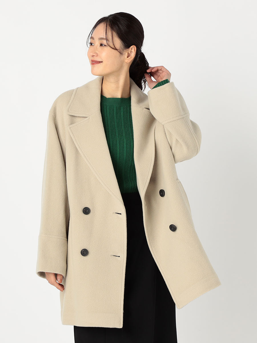 [購入]ダブルブレストフォルムミドルコート