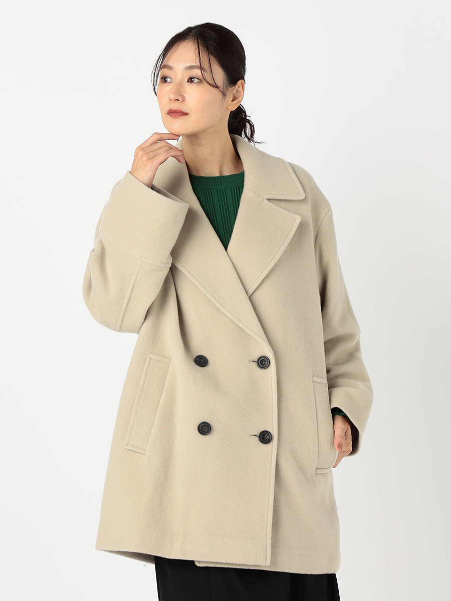 [購入]ダブルブレストフォルムミドルコート