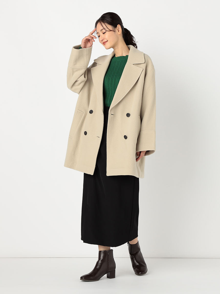 [購入]ダブルブレストフォルムミドルコート