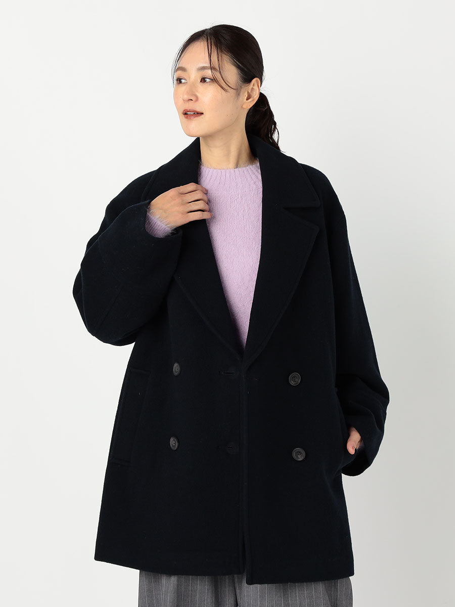 [購入]ダブルブレストフォルムミドルコート