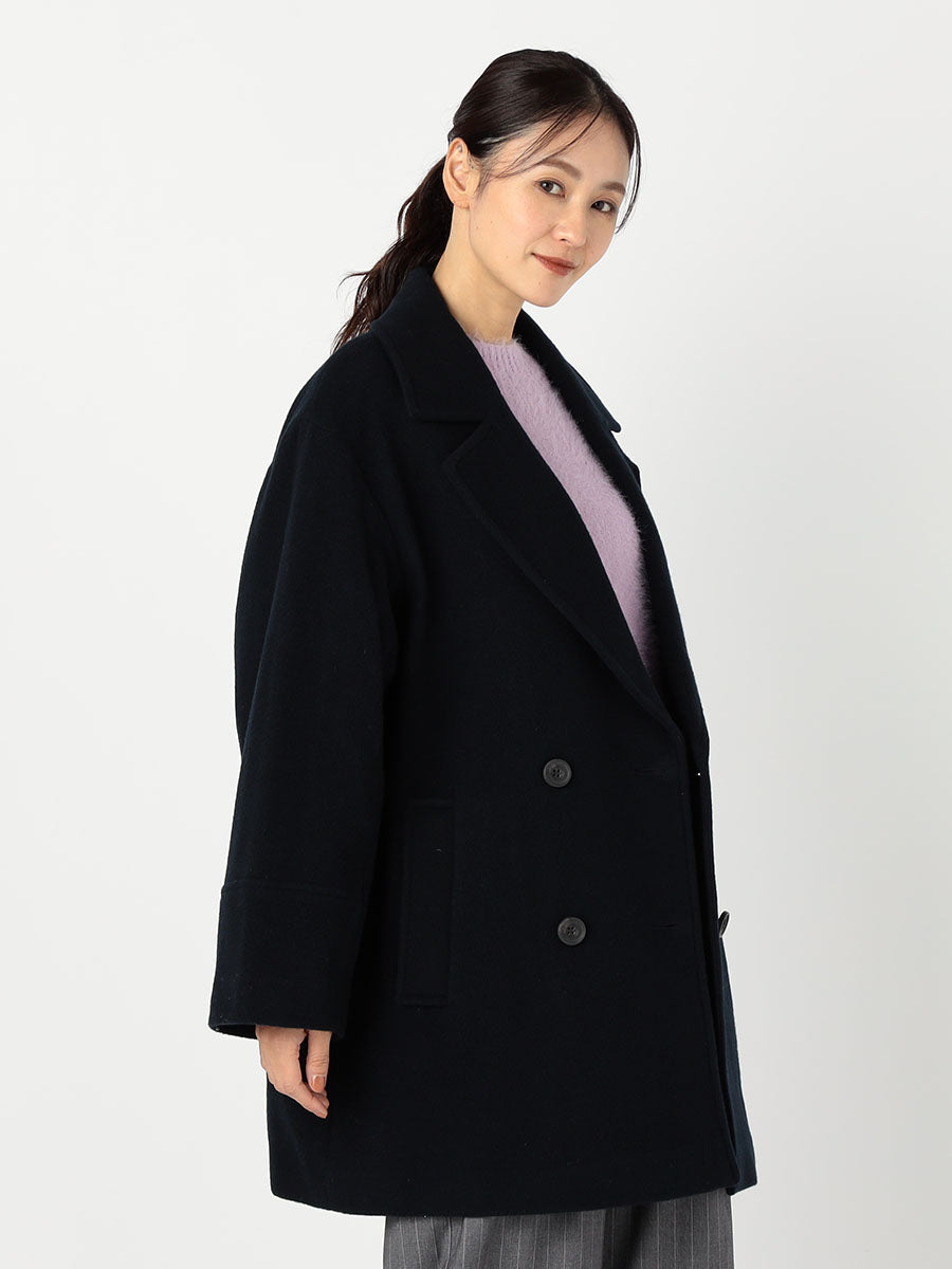 [購入]ダブルブレストフォルムミドルコート