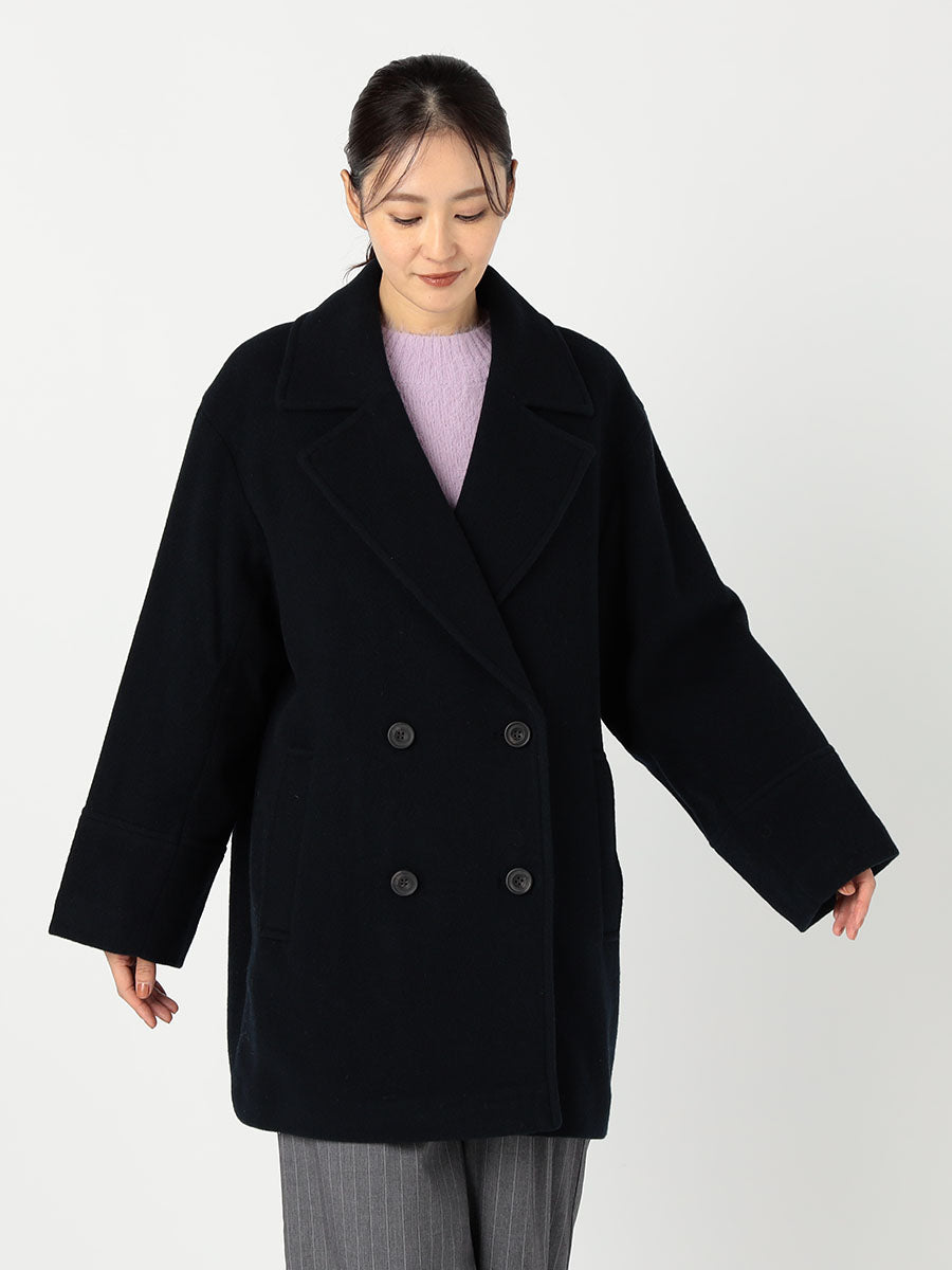 [購入]ダブルブレストフォルムミドルコート